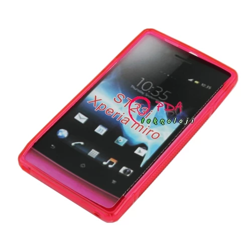 Xperia Miro ile Uyumlu Şeffaf Silikon Kılıf Pembe Renk - 2