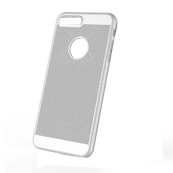 iPhone 7 Plus ile Uyumlu Rubber Delikli Sert Kılıf Gümüş ürün görseli 1