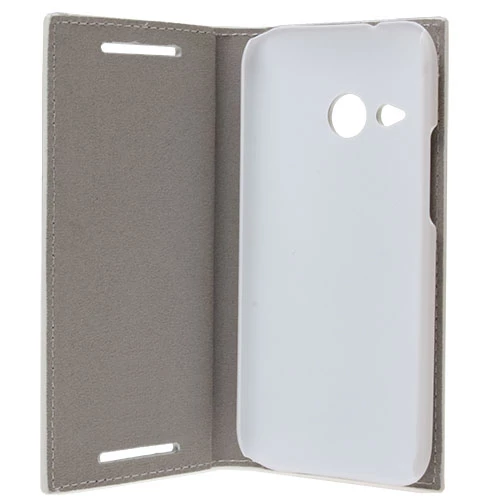 One M8 Mini ile Uyumlu Magnum Serisi Yan Model Kapaklı Kılıf Beyaz - Resim 2