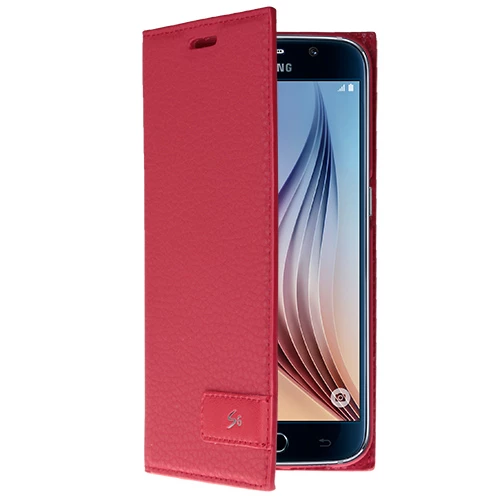 Galaxy S6 ile Uyumlu Kılıf Kapaklı Safir Serisi Kırmızı - 1