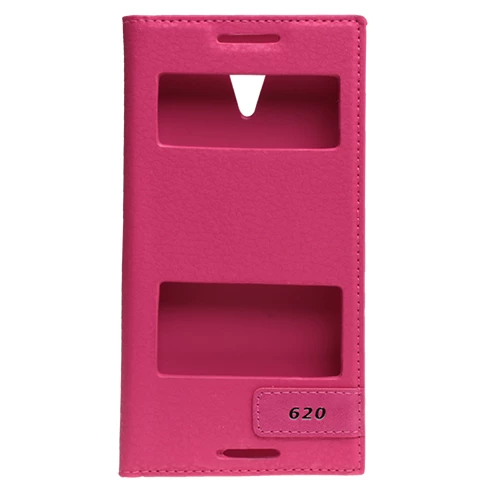Desire 620 ile Uyumlu Kılıf Pencereli Kapaklı Safir Serisi Pembe - 1