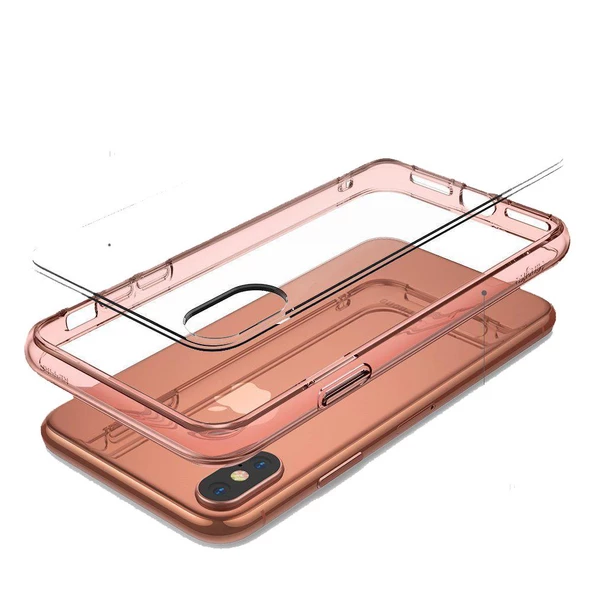 Ringke Fusion iPhone X ile Uyumlu KIlıf Rose Gold - Resim 3