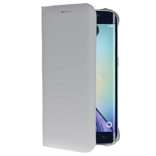 Galaxy S6 Edge ile Uyumlu Flip Wallet (Suni Deri) Beyaz - 1
