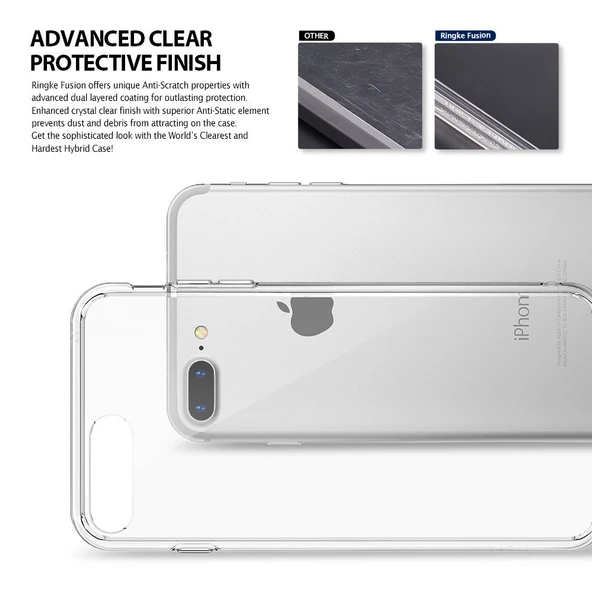 Ringke Fusion iPhone 7/8 Plus ile Uyumlu KIlıf Smoke Black TPU Bumper Extra Darbe Emici - 3