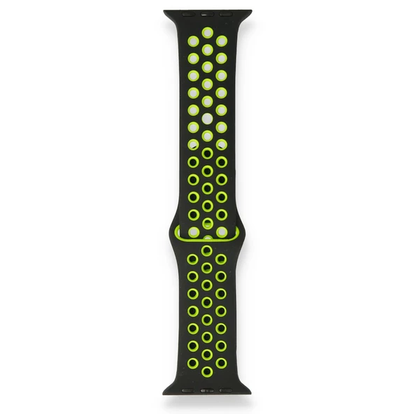 Apple Watch ile Uyumlu 38-40mm Silikon Kayış Siyah/Yeşil