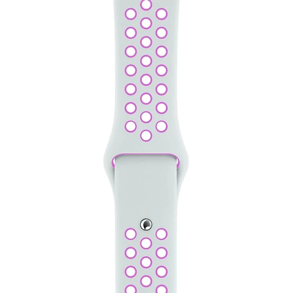 Apple Watch ile Uyumlu 42-44mm Silikon Kayış Beyaz/Pembe