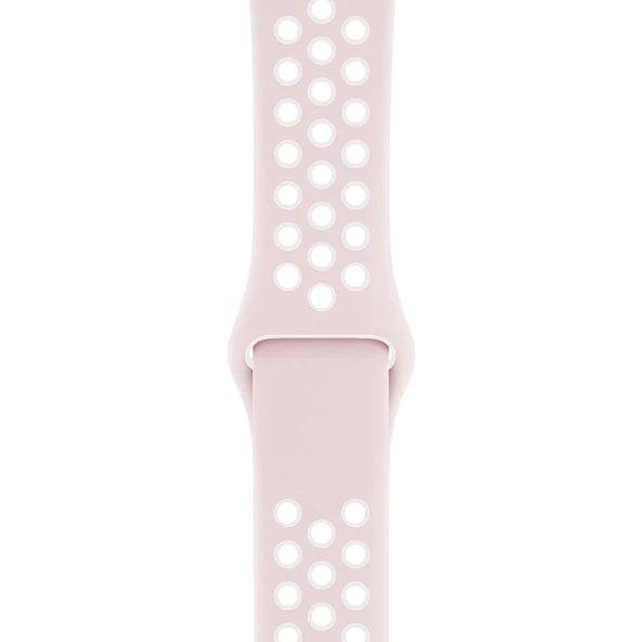 Apple Watch ile Uyumlu 42-44mm Silikon Kayış Pudra/Beyaz