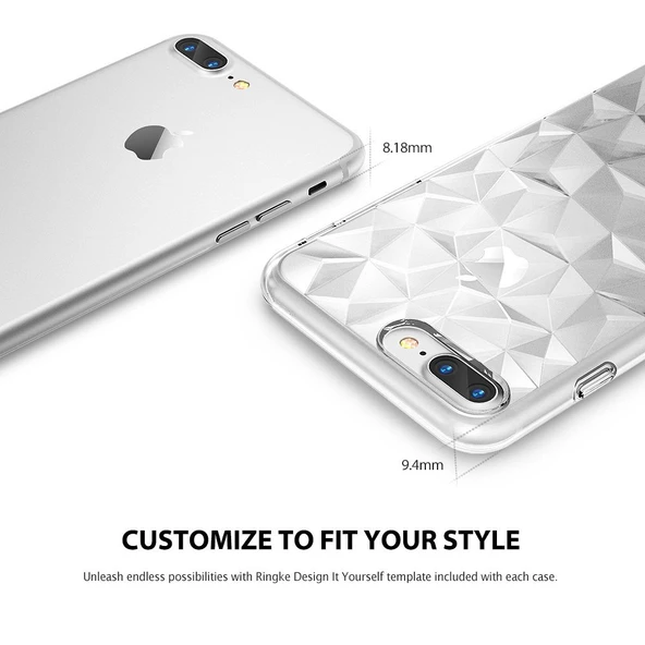Ringke Air Prism 3D Elmas Yansıması iPhone 7/8 Plus ile Uyumlu KIlıf Smoke Black - 3