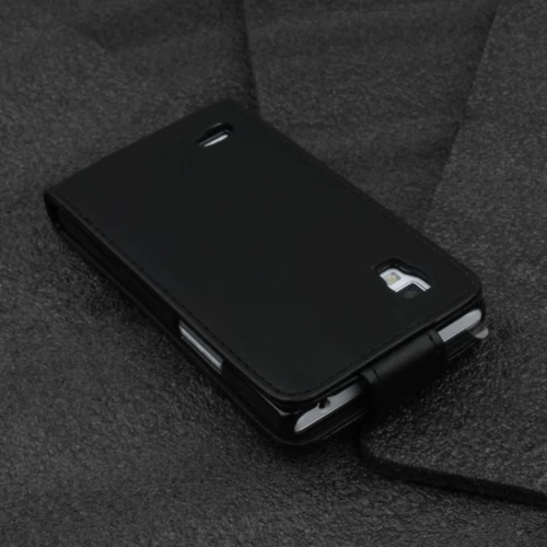 Optimus L9 ile Uyumlu Kapaklı Deri Kılıf Siyah - 1