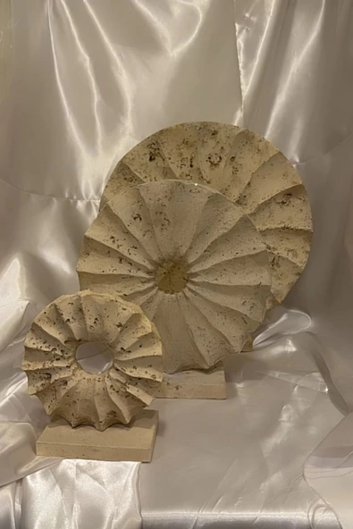 Marble Dekoratif Traverten Zerafet Stone Halka Mermet Taş Biblo 3 Lü - Resim 3