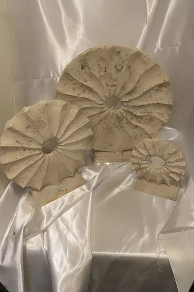 Marble Dekoratif Traverten Zerafet Stone Halka Mermet Taş Biblo 3 Lü - Resim 5