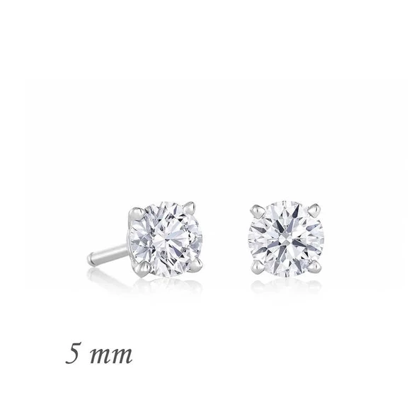 MuI MuI Gümüş Yuvarlak Tek Taş Zirkon Küpe - 5 mm