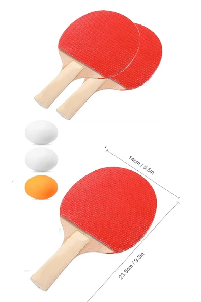 Ping Pong Masa Tenisi Seti Tenis Raketi Seti 2 Raket + 3 Ping Pong Topu  Spor Aksesuarları - 2