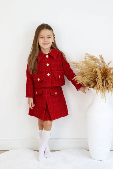 Kız Çocuk Carmen Pudra Pembe Tüvit 23 Nisan 29 Ekim Etek Ceket Yılbaşı Takım - Resim 10