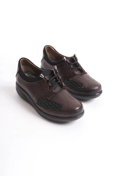 MİYA KAHVE Hakiki Deri Tam Ortopedik Kemik Çıkıntısına uygun Lastik Bağcıklı - 3