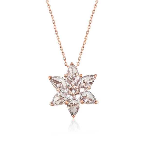 MuI MuI Gümüş Rose Beyaz Lotus Çiçeği Kolye