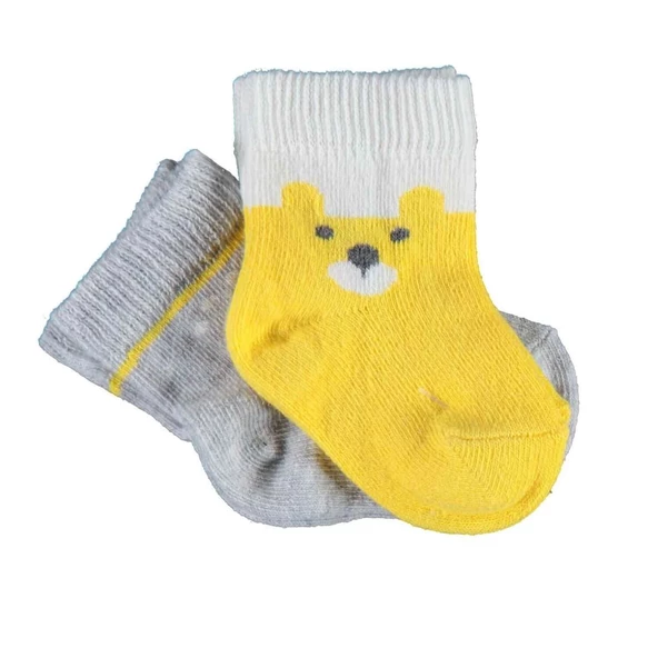 Bibaby Biorganic Happy Bear 2'Li Çorap 68413 Sarı