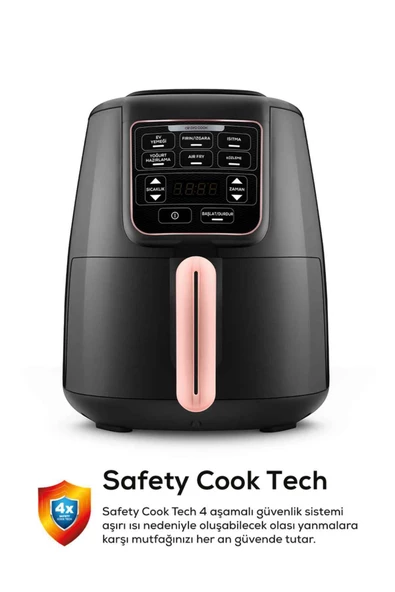 Air Pro Cook 3 In 1 Xl Ev Yemeği, Közleme, Sulu Yemek Tencereli Airfryer Fritöz Rosegold 4 Kişilik - 7