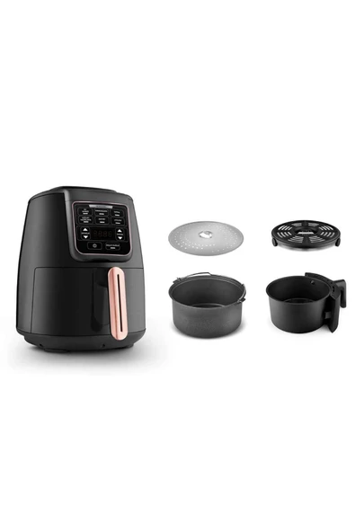 Air Pro Cook 3 In 1 Xl Ev Yemeği, Közleme, Sulu Yemek Tencereli Airfryer Fritöz Rosegold 4 Kişilik - 2