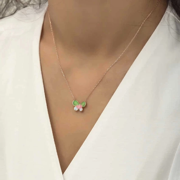 MuI MuI Gümüş Rose Minimal Kelebek Bayan Kolye - 4