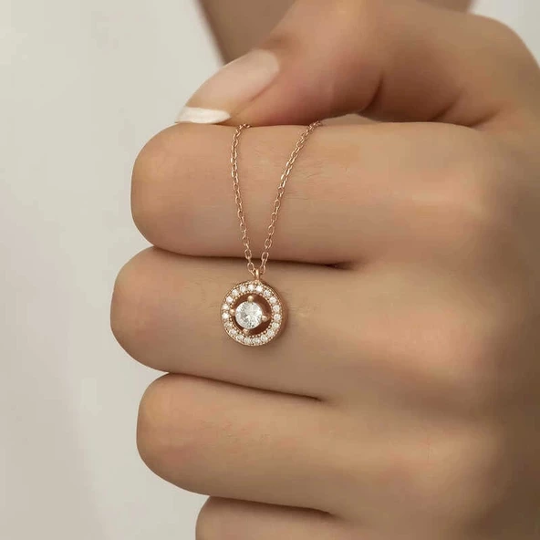 MuI MuI Gümüş Rose Minimal Yuvarlak Tektaş Bayan Kolye - 6