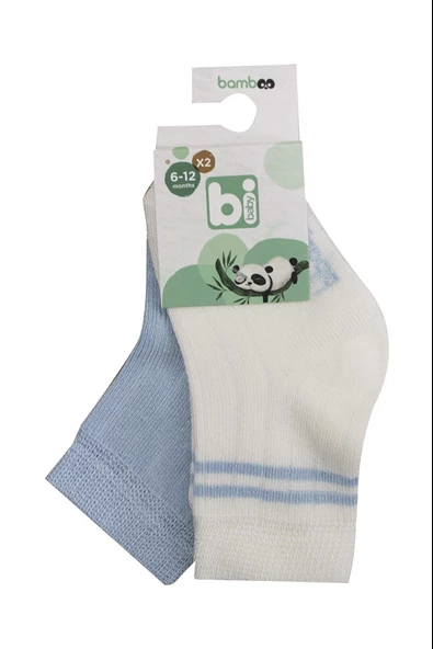 Bibaby Derby Bamboo 2'Li Çorap 68386 Ekru Mavi