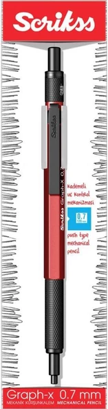 Graph-X Metal Versatil Kalem 0.7 Mm Kırmızı