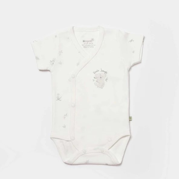 Bibaby Biorganic Koala Jungle Kısa Kol Kruvaze Body 56970 Gri