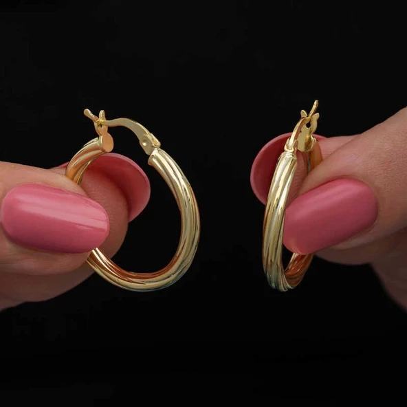 MuI MuI Gümüş Gold 3 mm Burgu Şarnel Küpe
