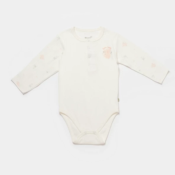 Bibaby Biorganic Koala Jungle Uzun Kol Bebek Body 56973 Pembe