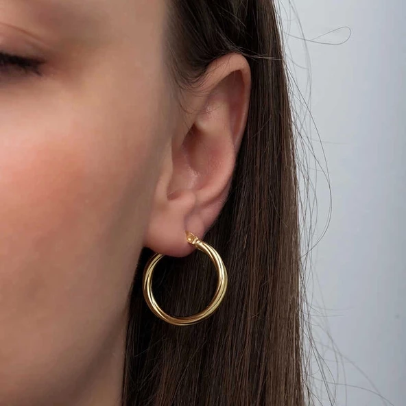 MuI MuI Gümüş Gold 3 mm Burgu Şarnel Küpe - 2