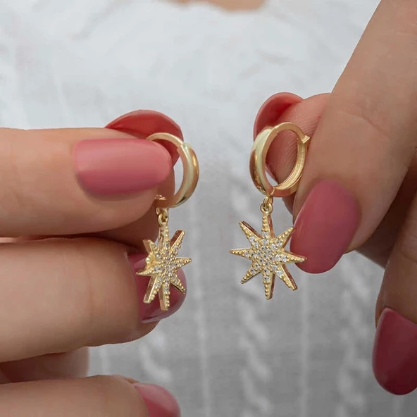 MuI MuI Gümüş Gold Sallantılı Kutup Yıldızı Kadın Küpe