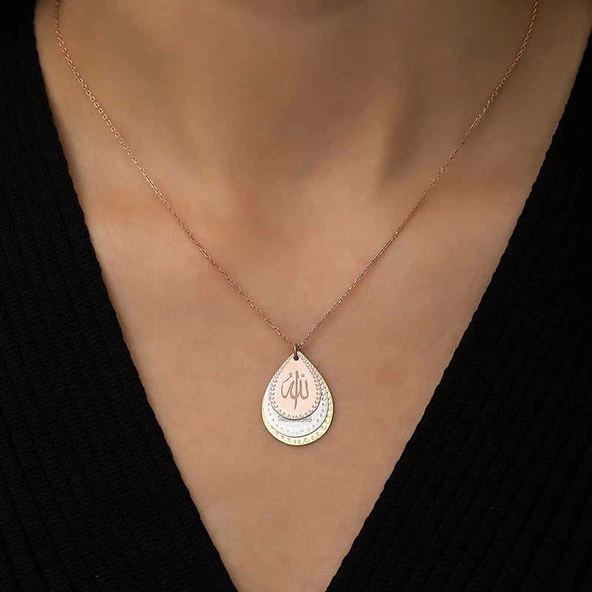 MuI MuI ​Gümüş Rose Ayetel Kürsi, Nazar Ayeti ve Allah Yazılı Bayan Kolye - 3