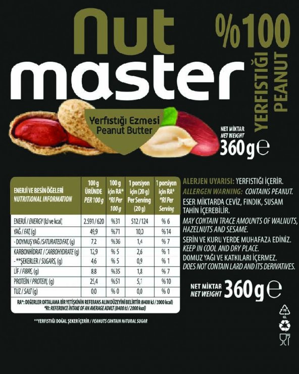 Nut Master Yer fıstığı Ezmesi 100 3 KG - 2