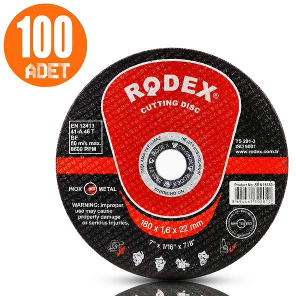 Rodex İnox Metal Kesici Taş Disk 180x1.6x22.23 mm 1-5-10-50 Adet - 11