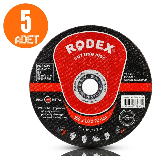 Rodex İnox Metal Kesici Taş Disk 180x1.6x22.23 mm 1-5-10-50 Adet - 3