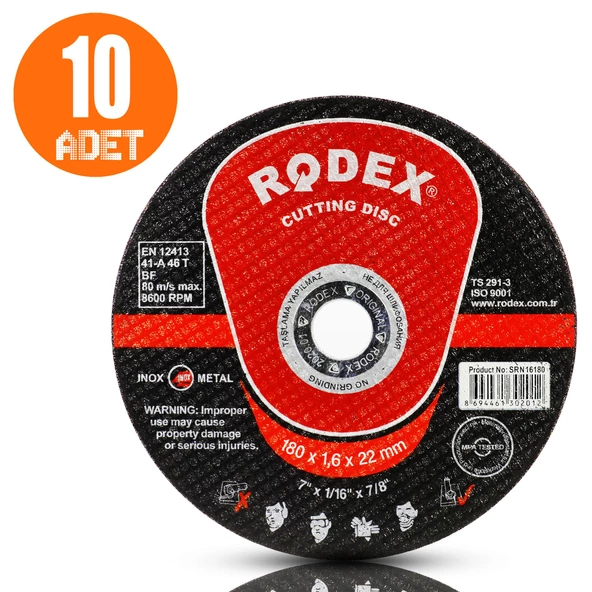 Rodex İnox Metal Kesici Taş Disk 180x1.6x22.23 mm 1-5-10-50 Adet - 5