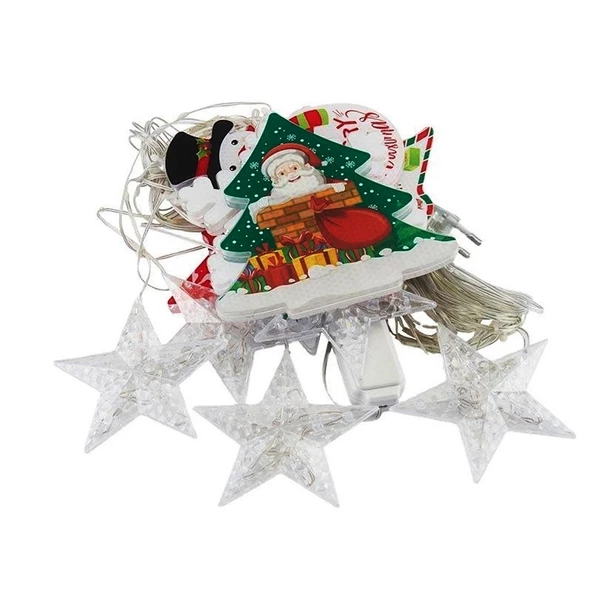 VIP DELUXE 3 METRE YILDIZLI NOEL SALKIM LED IŞIK LED ÇAM AĞACI KAR TANESİ ÇORAP AY YILDIZ FİRGÜRLÜ - 3