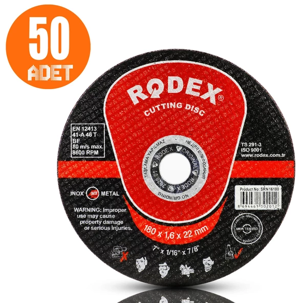 Rodex İnox Metal Kesici Taş Disk 180x1.6x22.23 mm 1-5-10-50 Adet - 9