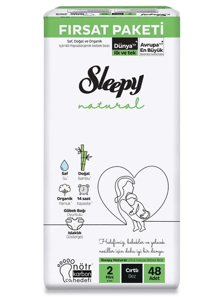 Sleepy Natural Bebek Bezi Fırsat Paketi 2 Beden 48 Adet