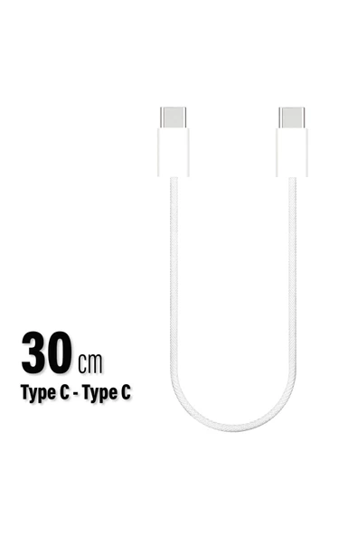Kısa 30cm TYPE C Şarj Kablosu 60W HIZLI Type-C Girişli Samsung Telefon Uyumlu Type C to Type C - 7