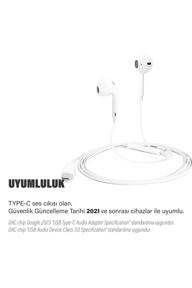Samsung Note 20 Note 20 Ultra Uyumlu Type-C Mikrofonlu Kulaklık Beyaz - 2