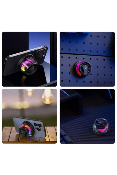 Bluetooth Hoparlör Yüksek Ses Mini Bass Manyetik Mıknatıslı Kablosuz Speaker Ses Bombası - 5