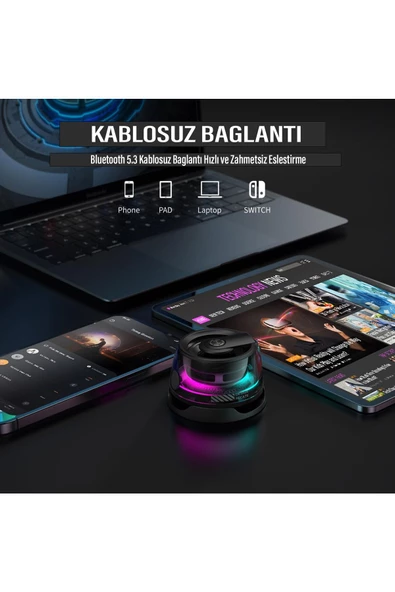 Bluetooth Hoparlör Yüksek Ses Mini Bass Manyetik Mıknatıslı Kablosuz Speaker Ses Bombası - 4