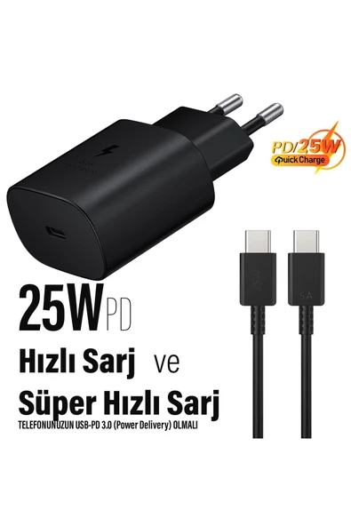 Samsung A33 5G - A34 5G - A35 5G Uyumlu Şarj Aleti 25W HIZLI ve 5A Şarj Kablosu - 3