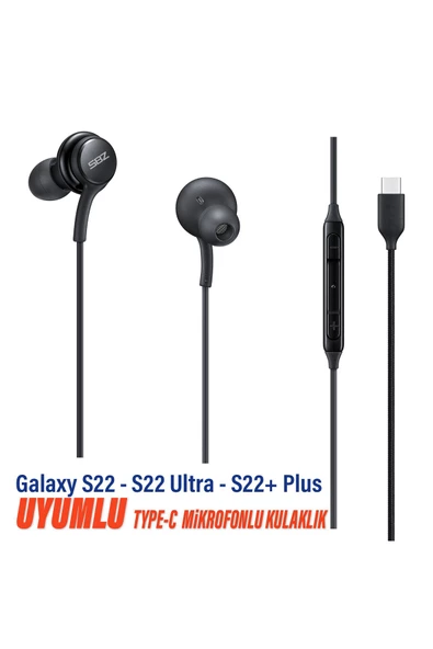 Samsung  S22 - S22 Ultra - S22+ Plus Uyumlu Type-C Mikrofonlu Kulaklık