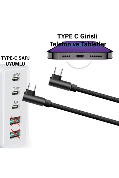iPad Air 13 inç M2 M4 iPad Air 4 - 5 Nesil Şarj Kablosu Uzun 3 metre Type C to Type C Hızlı Şarj - 3