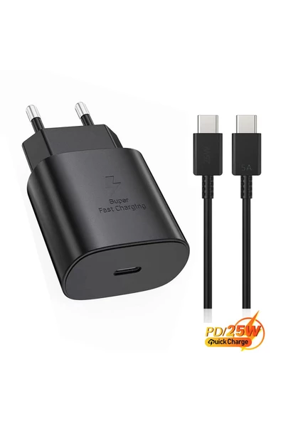 Samsung M34 5G - M35 Uyumlu Şarj Aleti 25W HIZLI  ve 5A Şarj Kablosu - 5