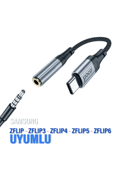 Samsung ZFlip-ZFlip3-ZFlip4-ZFlip5-ZFlip6 3.5mm Jack Aparat Çevirici Kulaklık Dönüştürücü Type-c ürün görseli