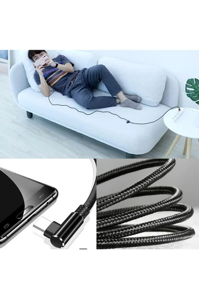 3 Metre TYPE-C Şarj Kablosu HIZLI Şarj Samsung Uyumlu Type c to Type C Uzun - Resim 3